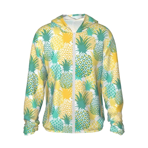Haiem Pineapples1 UPF 50+ Fishing Shirts for Men Long Sleeve UV Sun Protection Hoodie Non-Mask Outdoor Hiking Shirts