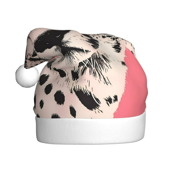 Haiem Pink Cheetah Art Pattern Santa Hat Confortable Velvet Christmas Hat for Christmas Party Favors Fit for Adults Men Women