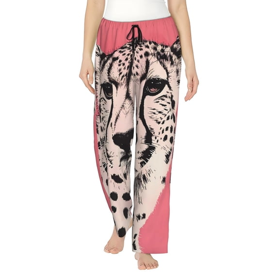 Haiem Pink Cheetah Art Women's Pajama Pants Ultra Lightweight Pjs Bottoms Sleepwear Bottom Pants With Pocket Drawstring-