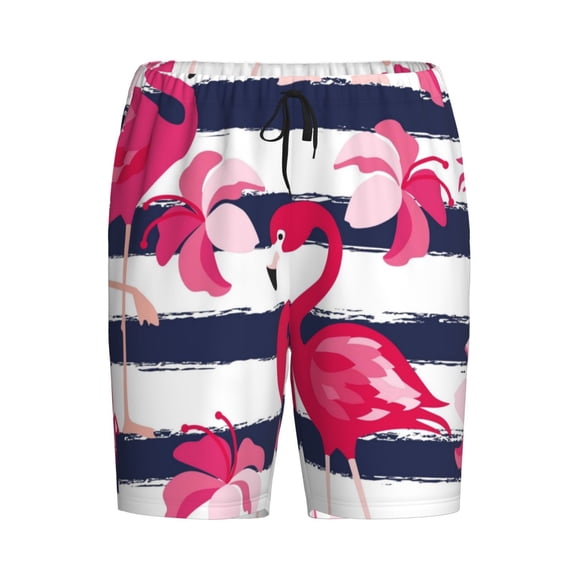 Haiem Pink Flamingos Men's Pajama Short with Soft Woven Cotton Elastic Waistband Sleep Short-4X-Large