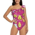 thumbnail image 1 of Haiem Pink Green Avocado Women's One Piece Swimsuits Tummy Control One Shoulder Bathing Suits Ruffle Swimwear-X-Large, 1 of 8