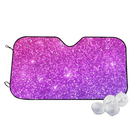 Haiem Pink Purple Glitter Car Windshield Sun Shade - Blocks UV Rays Sun Visor Protector, Sunshade to Keep Your Vehicle Cool, Universal Fit SUV Van Sedan-Medium