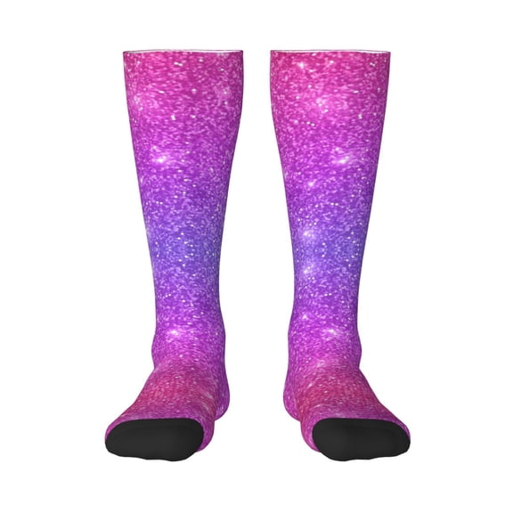 Haiem Pink Purple Glitter Socks, Funny Novelty Crazy Design Cotton Socks Sports Socks Knee High Socks For Men, Women,1Pairs - Gift For Working Friends
