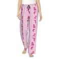 thumbnail image 1 of Haiem Pink Scarf Snowman Women's Pajama Pants Ultra Lightweight Pjs Bottoms Sleepwear Bottom Pants With Pocket Drawstring-Large, 1 of 7