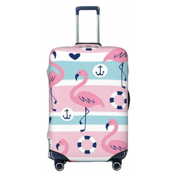 Haiem Pink Striped Flamingo Luggage Cover,Durable, Washable Suitcase Protector With Anti-Scratch Technology - Keep Your Luggage Looking New Large