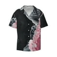 thumbnail image 1 of Haiem Pink White Ocean Waves Men's Casual Shirts Short Sleeve Button Down Shirts Fashion Textured Summer Beach Shirt-Large, 1 of 7