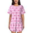 thumbnail image 1 of Haiem Pink bows Pattern Pajama Set for Women 2 Piece Lounge Set Short Sleeve Tops and Shorts Soft Sleepwear-4X-Large, 1 of 6