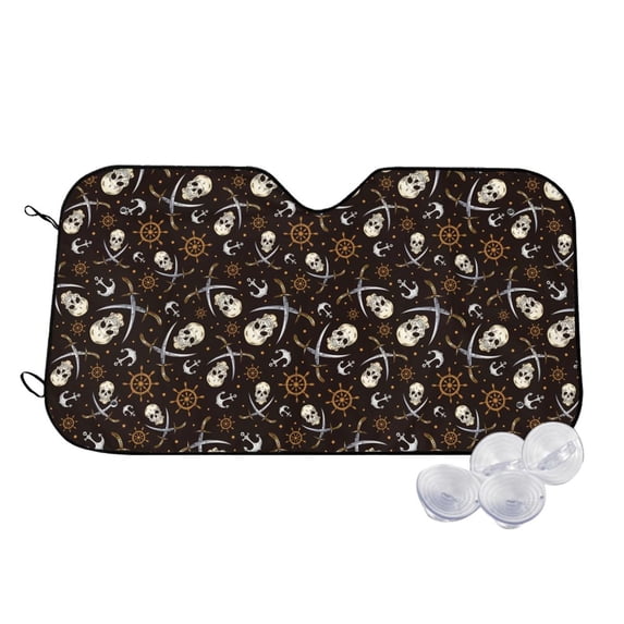 Haiem Pirate Skulls Car Windshield Sun Shade - Blocks UV Rays Sun Visor Protector, Sunshade to Keep Your Vehicle Cool, Universal Fit SUV Van Sedan-Medium