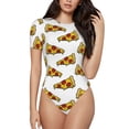thumbnail image 1 of Haiem Pizza Women's Crew Neck Short Sleeve Bodysuit Tops Stretchy Slim Basic-Large, 1 of 9