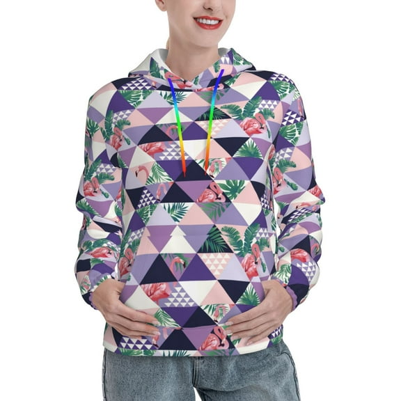 Haiem Plaid Flamingo for Women's Fashion Hoodies & Sweatshirts with Kangaroo Pocket,Hooded Sweatshirt with Eye-catching Drawstrings-XX-Large