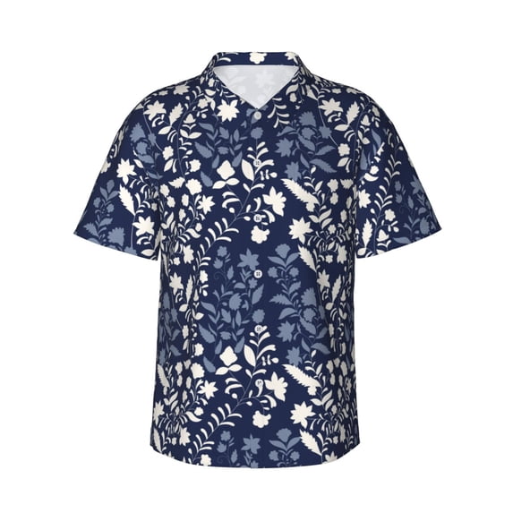 Haiem Plant Printed Hawaiian Shirt for Men - Men’s Casual Beach Summer Shirts - Stretch Fabric with Modern Fit-X-Large