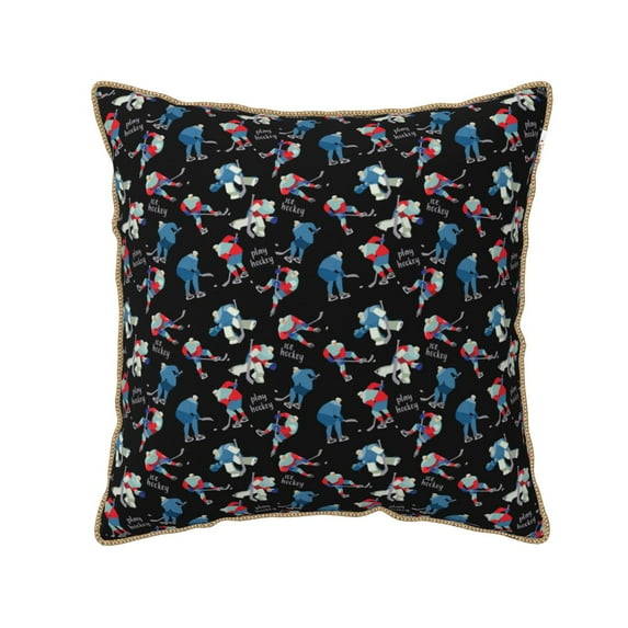 Haiem Play Hockey Print Velvet Soft Solid Decorative Square Throw Pillow Covers Set with Elegant Piping Christmas Cushion Case for Sofa Bedroom Car-20"x20"