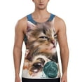 thumbnail image 1 of Haiem Playful Cat Men Workout Tank Top Gym Bodybuilding Sleeveless Muscle T Shirts Athletic Tank Breathable Workout Shirt-X-Large, 1 of 9