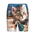 thumbnail image 1 of Haiem Playful Cat Men's Pajama Short with Soft Woven Cotton Elastic Waistband Sleep Short-Large, 1 of 9
