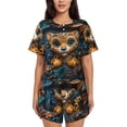 thumbnail image 1 of Haiem Playful Leopard Art Pattern Pajama Set for Women 2 Piece Lounge Set Short Sleeve Tops and Shorts Soft Sleepwear-Large, 1 of 7
