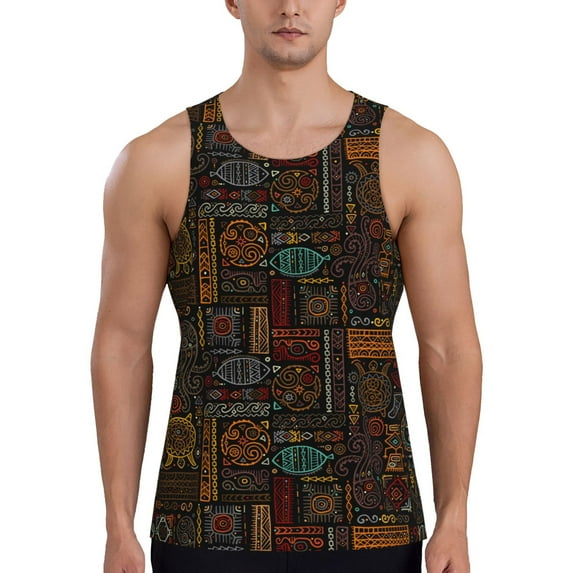 Haiem Polynesian Turtles Men Workout Tank Top Gym Bodybuilding Sleeveless Muscle T Shirts Athletic Tank Breathable Workout Shirt-Medium