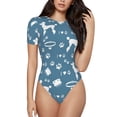 thumbnail image 1 of Haiem Poodle Dog Women's Crew Neck Short Sleeve Bodysuit Tops Stretchy Slim Basic-Small, 1 of 9