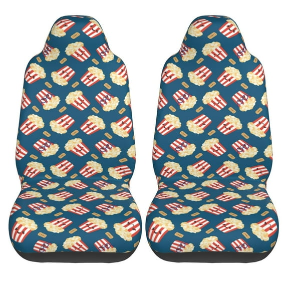 Haiem Popcorn With Glasses Printed Car Seat Covers Set of 2, Universal Fit Car Seat Covers,Protective Seat Covers,Comfortable Car Seat Covers, Easy Installation Seat Covers, Vehicle Seat Covers