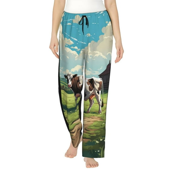 Haiem Prairie Pasture Cow Women's Pajama Pants Ultra Lightweight Pjs Bottoms Sleepwear Bottom Pants With Pocket Drawstring-XX-Large