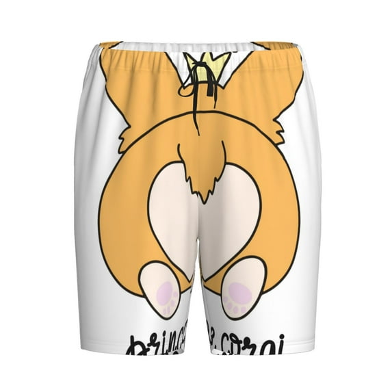 Haiem Prince Corgi Dog Men's Pajama Short with Soft Woven Cotton Elastic Waistband Sleep Short-Large