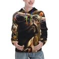 thumbnail image 1 of Haiem Pug Wearing Sunglasses Flowers for Women's Fashion Hoodies & Sweatshirts with Kangaroo Pocket,Hooded Sweatshirt with Eye-catching Drawstrings-Large, 1 of 7