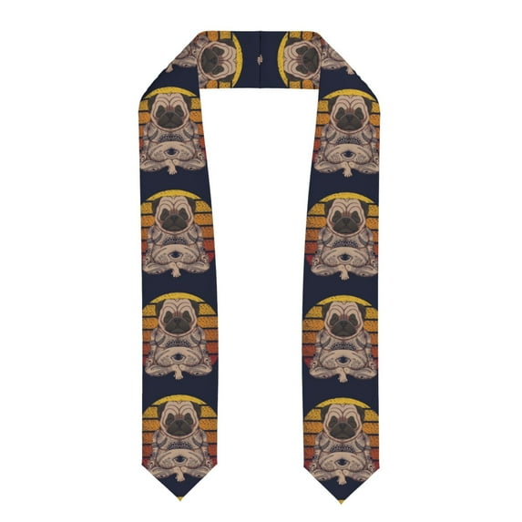 Haiem Pug dog Yoga Pattern Graduation Stole 2024 | Premium Satin Sash for Graduation Ceremony