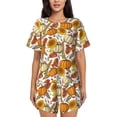 thumbnail image 1 of Haiem Pumpkin Corn Daisy Pattern Pajama Set for Women 2 Piece Lounge Set Short Sleeve Tops and Shorts Soft Sleepwear-XX-Large, 1 of 7