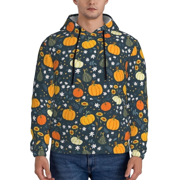Haiem Pumpkin Patterned Men's Hoodie with Kangaroo Pocket - Ideal Pullover Sweatshirt for Daily Wear, Travel, and Home-XX-Large