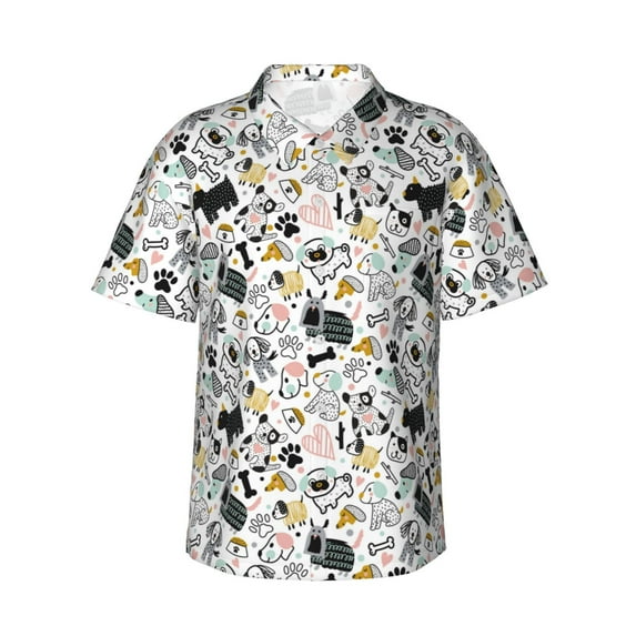 Haiem Puppy Printed Hawaiian Shirt for Men - Men’s Casual Beach Summer Shirts - Stretch Fabric with Modern Fit-3X-Large