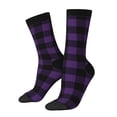 thumbnail image 1 of Haiem Purple Black Plaid Pattern Crew Socks – Soft & Durable Moisture-wicking Socks, Stay-Up Fit for Business, Work, and Casual Wear Size 5-11, 1 of 6