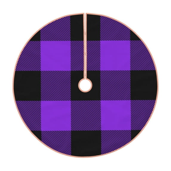 Haiem Purple Buffalo Plaid Pattern Christmas Tree Skirt Merry Christmas Party Christmas Tree Decoration,New Year Decorations-30"
