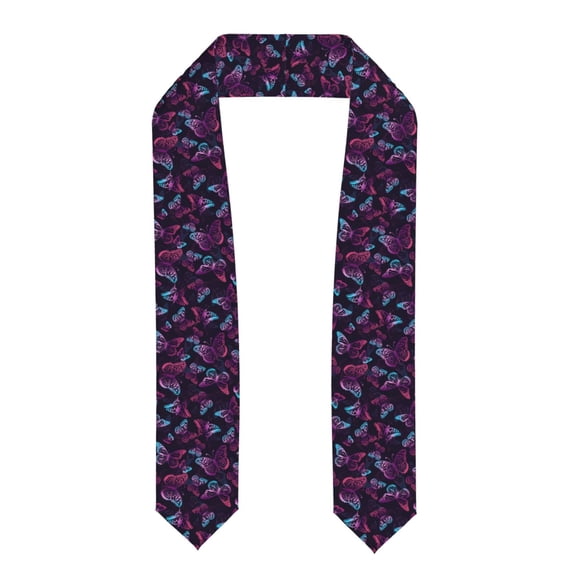 Haiem Purple Butterfly Pattern Graduation Stole 2024 | Premium Satin Sash for Graduation Ceremony