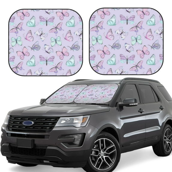 Haiem Purple Butterfly Windshield Sun Shade: Universal Foldable 2-Piece Car Front Window Sunshade - Blocks Uv Rays, And Reduces Heat,Essential Car Accessory Large