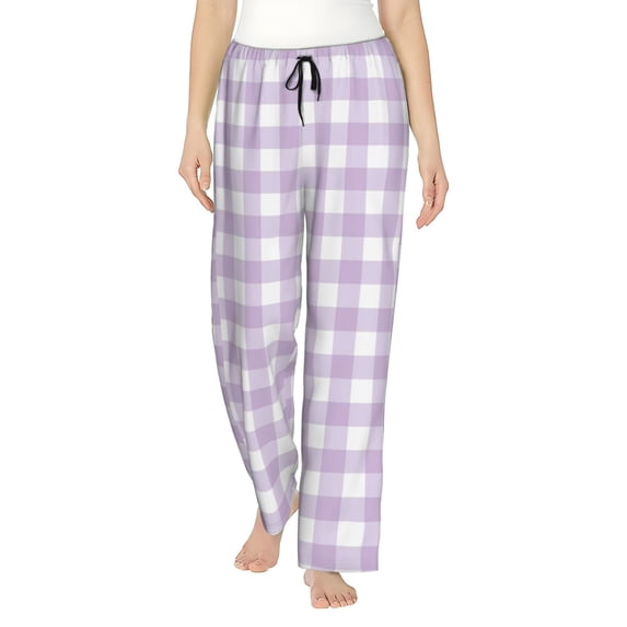 Haiem Purple Checkboard Women's Pajama Pants Ultra Lightweight Pjs Bottoms Sleepwear Bottom Pants With Pocket Drawstring-Medium