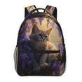 thumbnail image 1 of Haiem Purple Flower Lazy Cat Printed School Backpack,Casual Travel Lightweight Backpack,Durable Comfortable Multifunctional Backpack,Laptop Backpack, 1 of 5