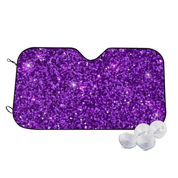 Haiem Purple Glitter Car Windshield Sun Shade - Blocks UV Rays Sun Visor Protector, Sunshade to Keep Your Vehicle Cool, Universal Fit SUV Van Sedan-Medium