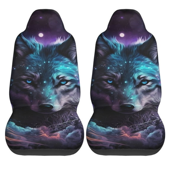 Haiem Purple Sky Wolf Printed Car Seat Covers Set of 2, Universal Fit Car Seat Covers,Protective Seat Covers,Comfortable Car Seat Covers, Easy Installation Seat Covers