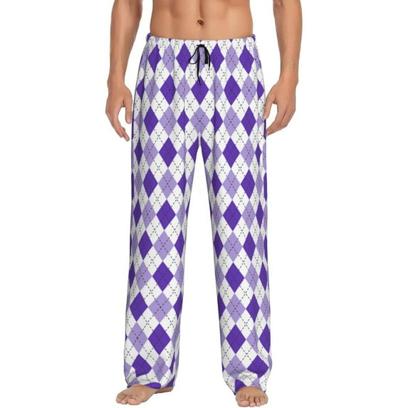 Haiem Purple argyle Pattern Men's Pajama Pants Ultra Lightweight Pjs Bottoms Sleepwear Bottom Pants With Pocket Drawstring-XX-Large