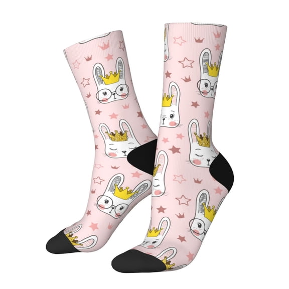 Haiem Queen For Rabbit Pattern Crew Socks – Soft & Durable Moisture-wicking Socks, Stay-Up Fit for Business, Work, and Casual Wear Size 5-11