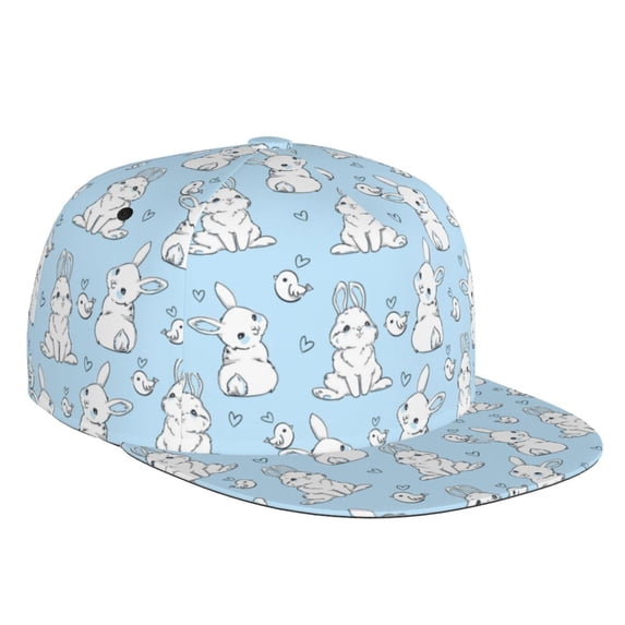 Haiem Rabbit And Bird Classic Snapback Cap Flat Bill Hat Baseball Cap Adjustable Size Cotton Dad Hat