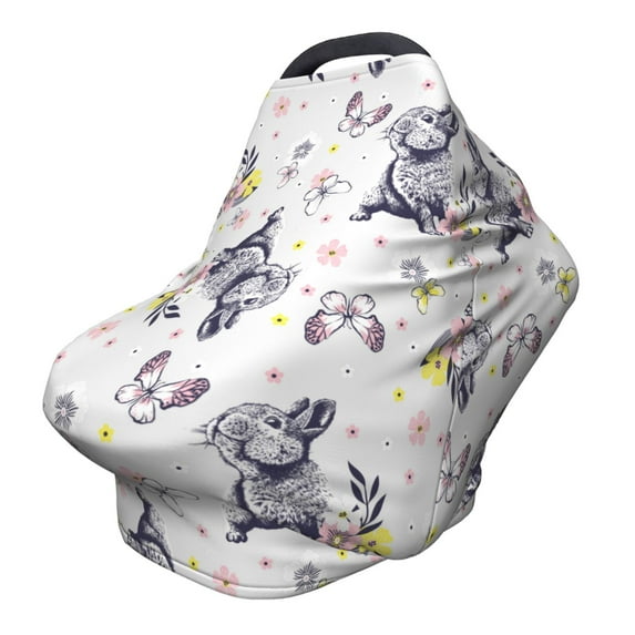 Haiem Rabbit And Butterfly Baby Nursing Cover & Nursing Poncho - Multi Use Cover for Baby Car Seat Canopy, Stroller Cover, 360°Full Privacy Breastfeeding Coverage