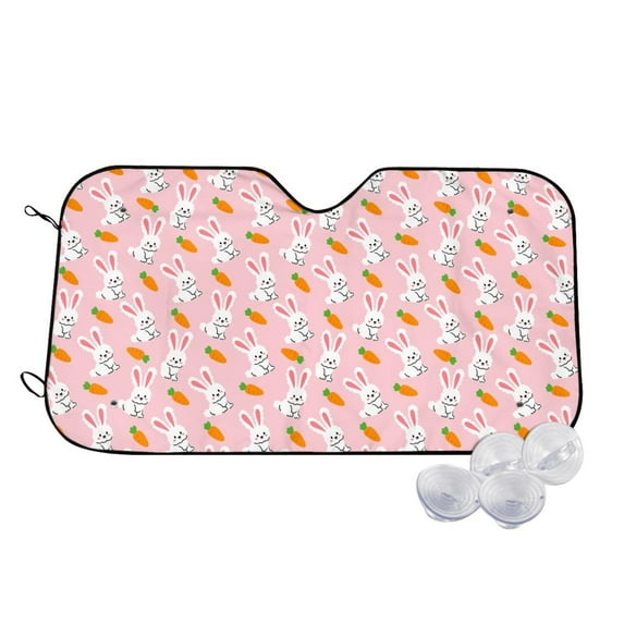 Haiem Rabbit And Carrot Car Windshield Sun Shade - Blocks UV Rays Sun Visor Protector, Sunshade to Keep Your Vehicle Cool, Universal Fit SUV Van Sedan-Medium