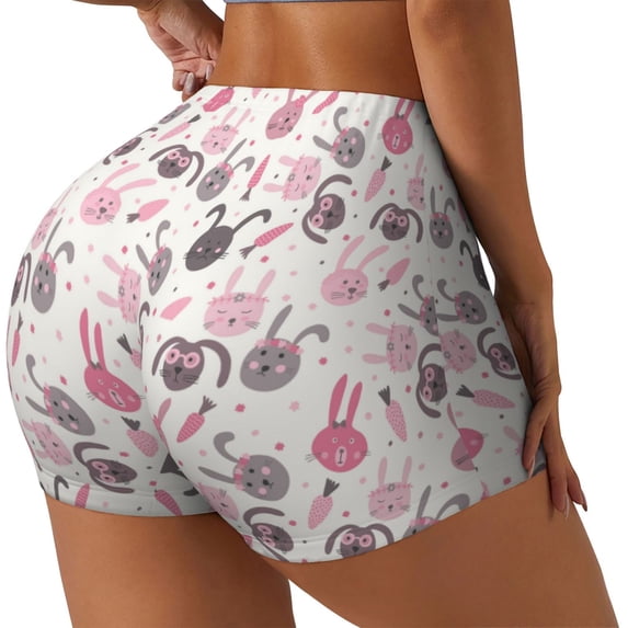 Haiem Rabbit And Carrot No Front Seam Biker Shorts for Women Yoga Workout Gym Bike Shorts with Tummy Control Moisture-Wicking-Small