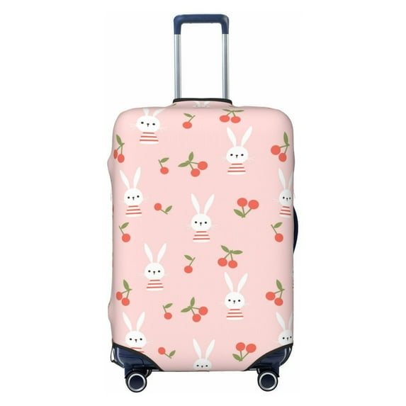 Haiem Rabbit And Cherry Luggage Cover Printed Suitcase Covers for Luggage Elastic Washable Suitcase Protector Fits 18-32 Inch Luggage-X-Large