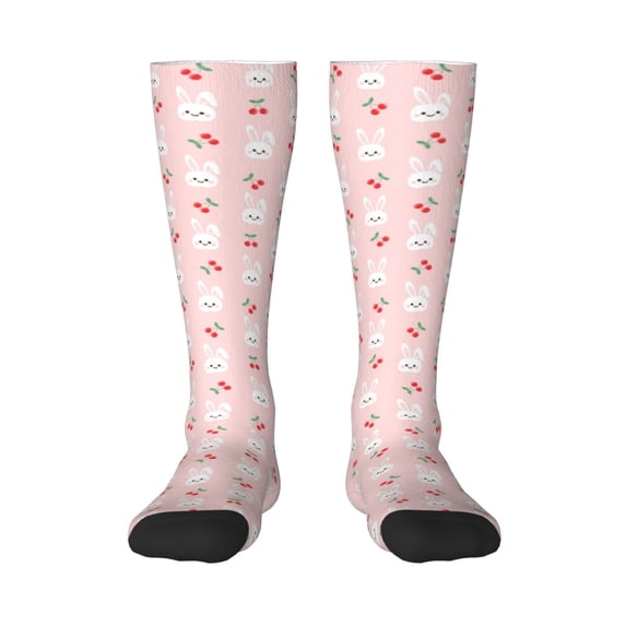 Haiem Rabbit And Cherry Socks, Funny Novelty Crazy Design Cotton Socks Sports Socks Knee High Socks For Men, Women,1Pairs - Gift For Working Friends