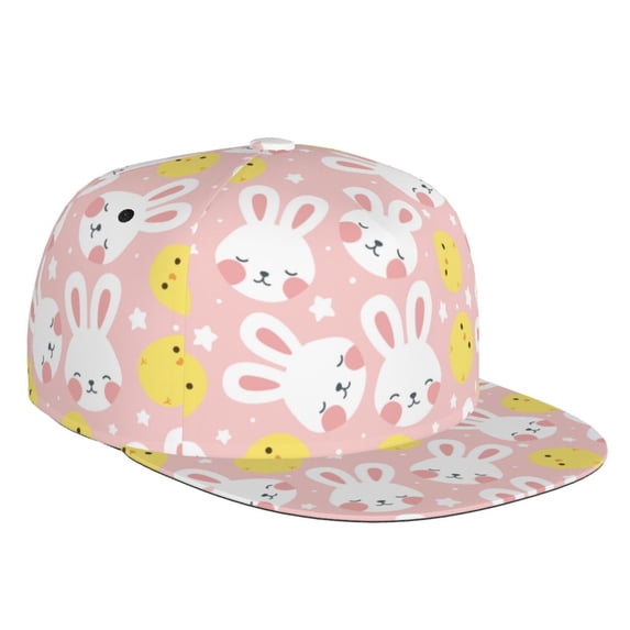 Haiem Rabbit And Chick Classic Snapback Cap Flat Bill Hat Baseball Cap Adjustable Size Cotton Dad Hat