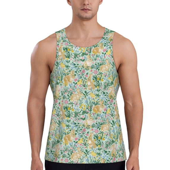 Haiem Rabbit And Chick Men Workout Tank Top Gym Bodybuilding Sleeveless Muscle T Shirts Athletic Tank Breathable Workout Shirt-XX-Large