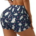 thumbnail image 1 of Haiem Rabbit And Flower No Front Seam Biker Shorts for Women Yoga Workout Gym Bike Shorts with Tummy Control Moisture-Wicking-Small, 1 of 9