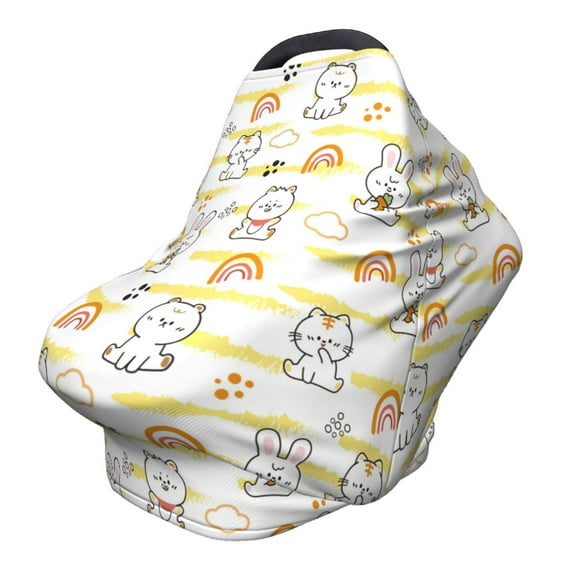 Haiem Rabbit And Milk Tea Baby Nursing Cover & Nursing Poncho - Multi Use Cover for Baby Car Seat Canopy, Stroller Cover, 360°Full Privacy Breastfeeding Coverage
