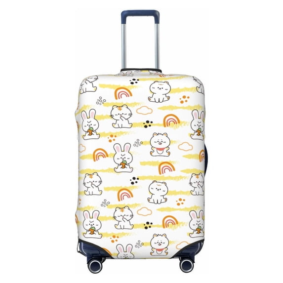 Haiem Rabbit And Milk Tea Luggage Cover Printed Suitcase Covers for Luggage Elastic Washable Suitcase Protector Fits 18-32 Inch Luggage-Large